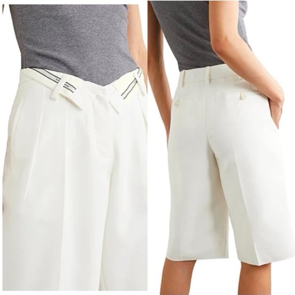 Alexander Wang White High Waist Viscose Wool Blend Bermuda Shorts Size 8 NWT - Picture 2 of 11